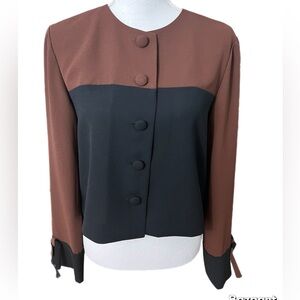 DW3 For David Warren Womens Button Up Long Sleeve Top With Ties Size 6